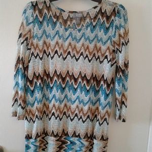 Chico's color pattern 3/4 sleeve lady's top